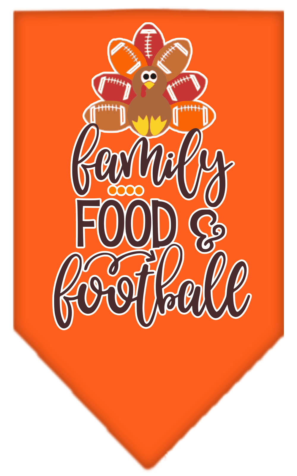 Family, Food, and Football Screen Print Bandana Orange Large